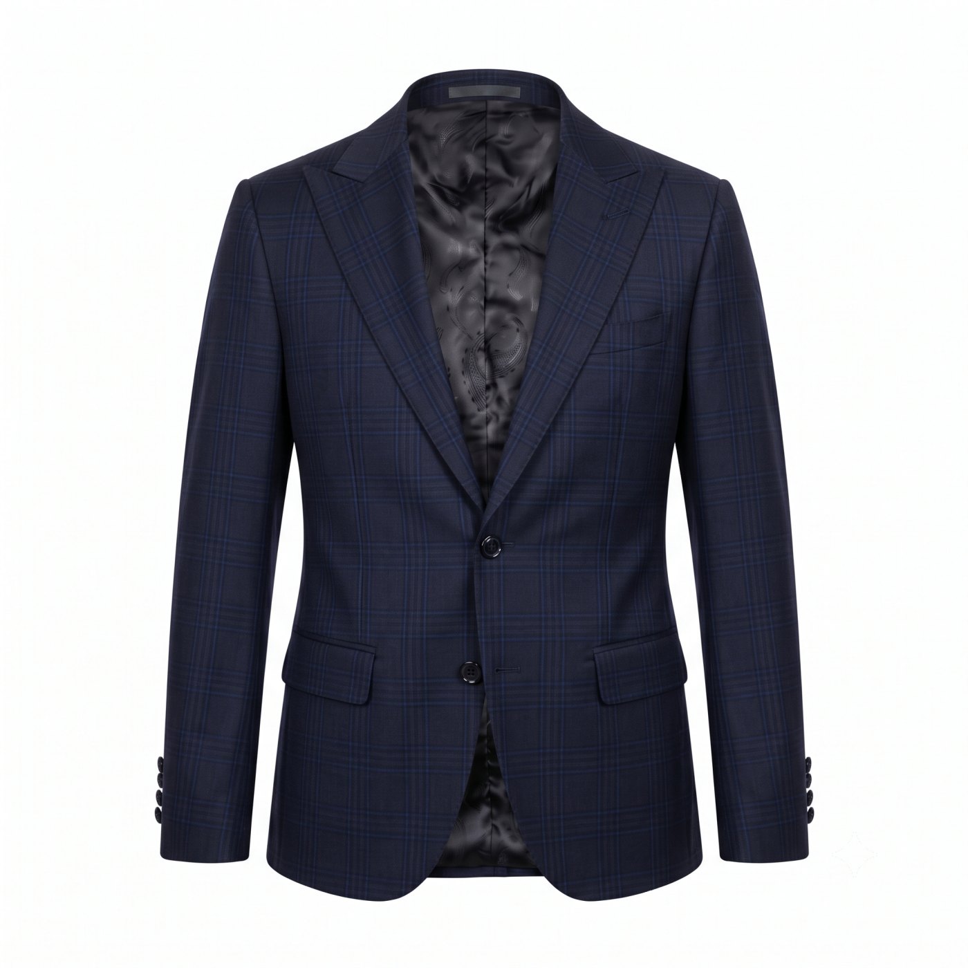 Áo vest xanh navy kẻ caro chìm
